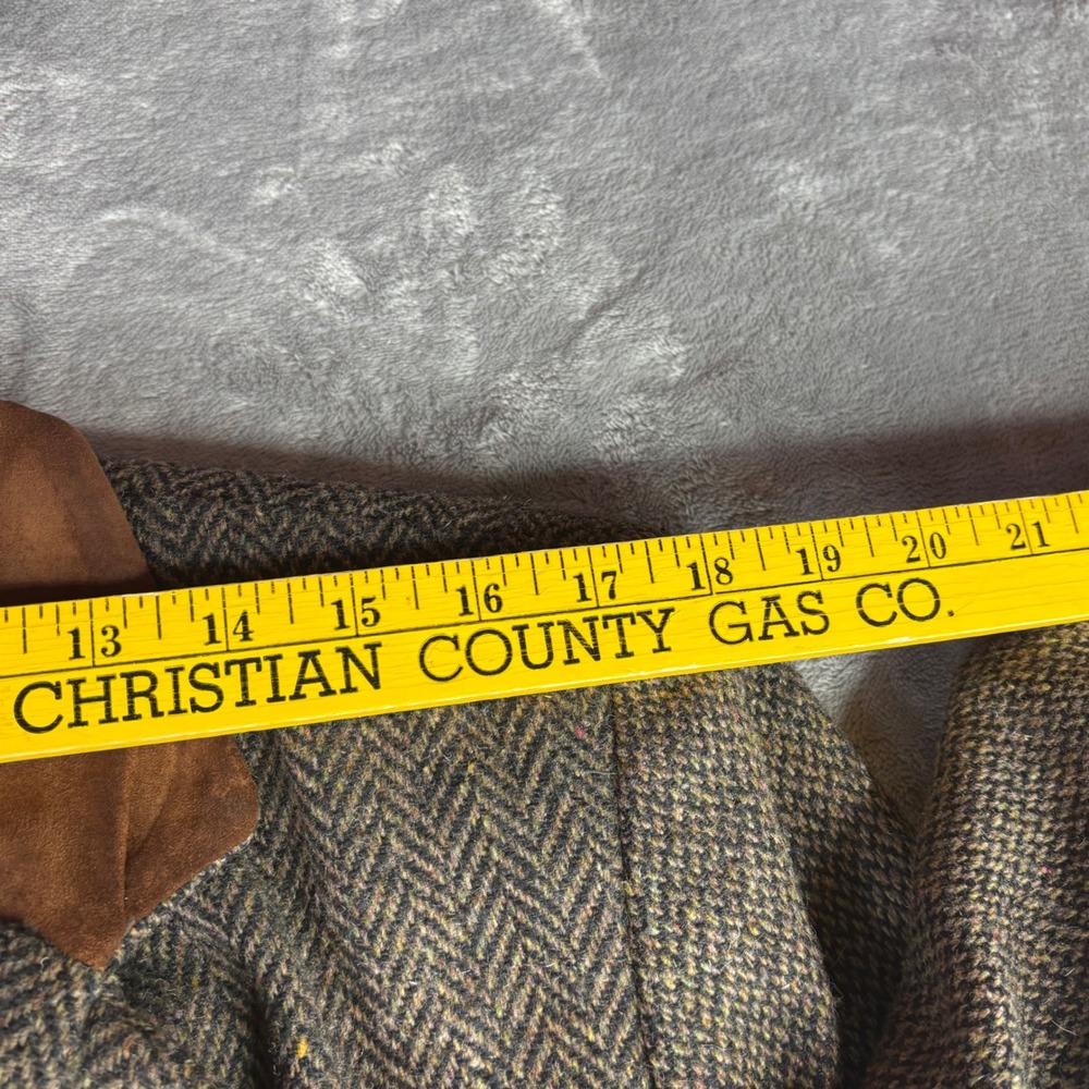 Vtg Limited Blazer Mens S 36R Brown Herringbone Wool Blend Suede Tweed‎ Jacket - Picture 4 of 11